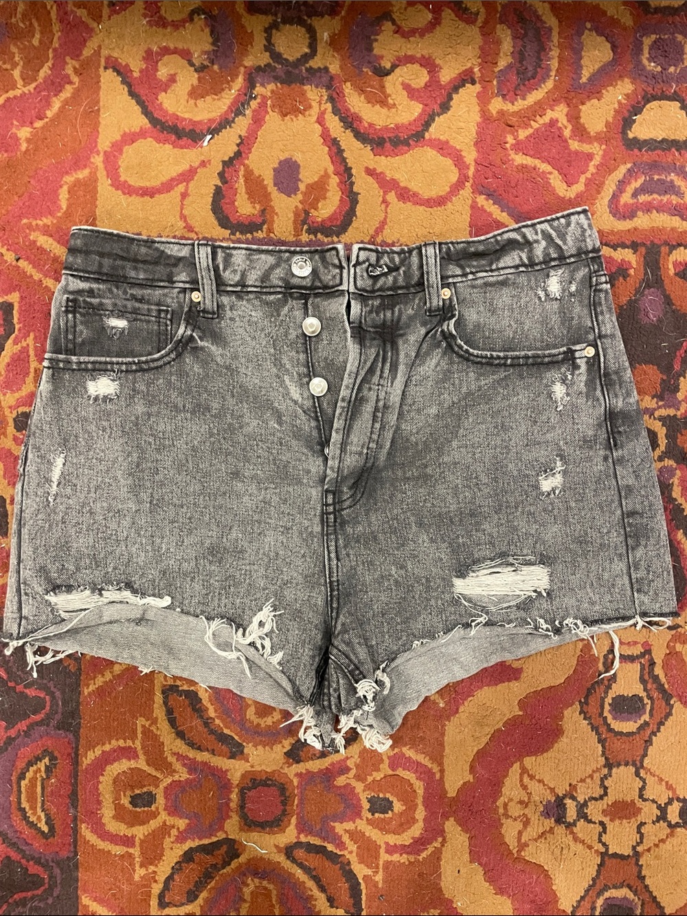 wild fable Distressed Black Gray High-Rise Jean Shorts